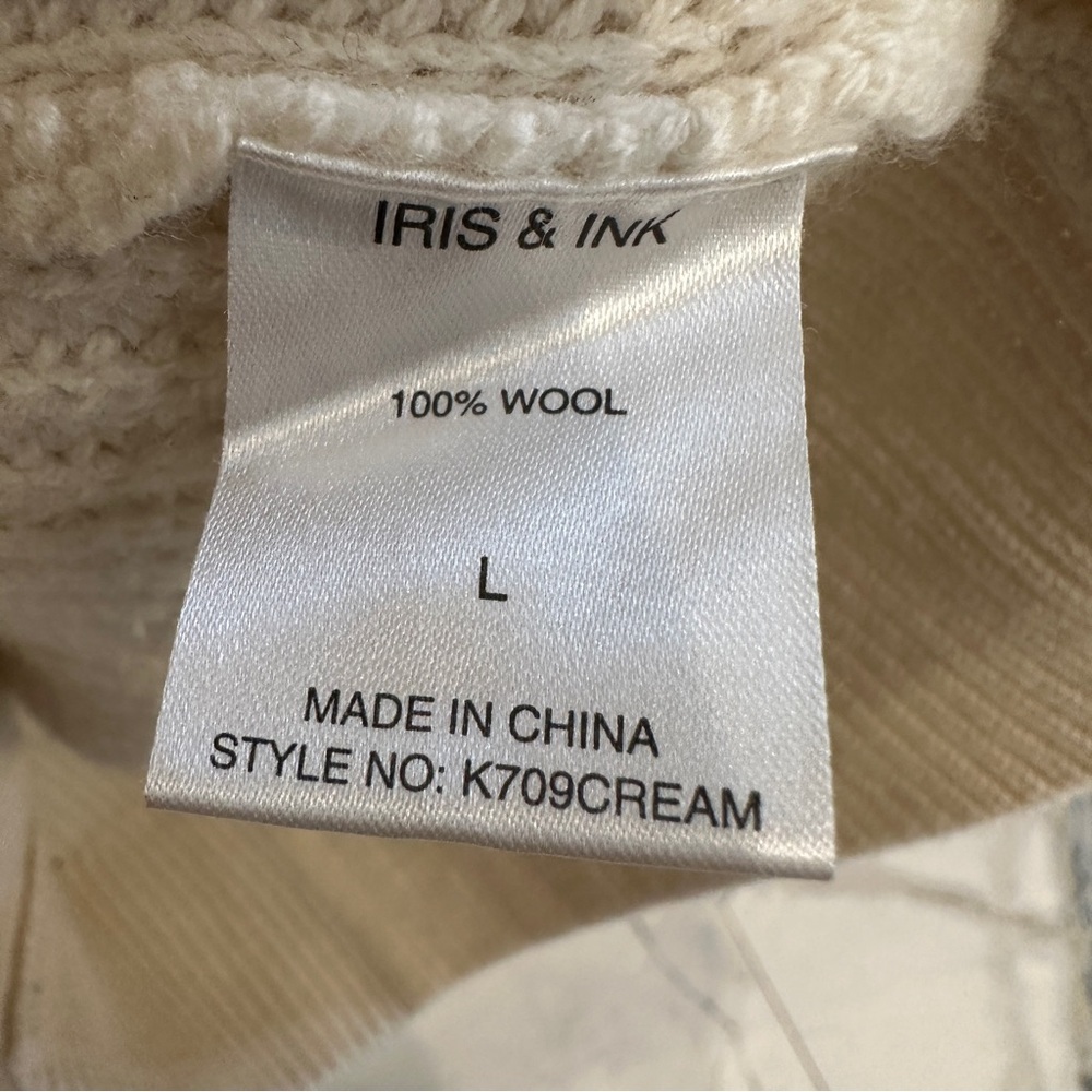Iris and Ink | L | 3 button Cream Women's boyfriend cardigan vneck long cardi - Picture 7 of 7